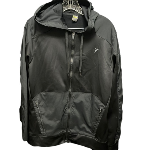 𝅺old Navy- black polyester and gray nylon lined lightweight jacket with h… - Picture 1 of 6